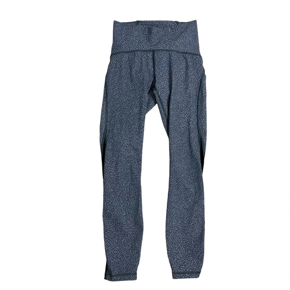 Lululemon Leggings Train Time Gray Black Mesh 7/8 Pant Gym Exercise Size 4 Small